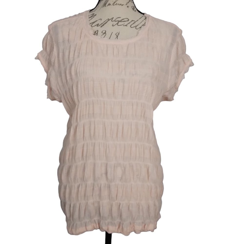 Sundance | Cloud Nine Pink Cap Sleeve Shirred Top | Size L